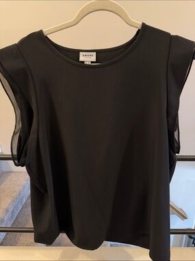 Sleeveless Black Chiffon-Trim Blouse